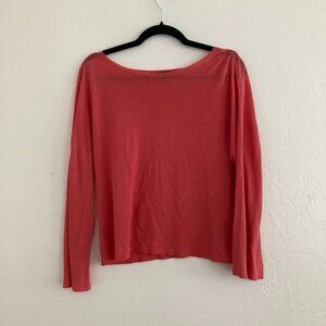 Eileen Fisher Linen Blend Long Sleeve Pink Top Lagenlook Beach Coast Medium